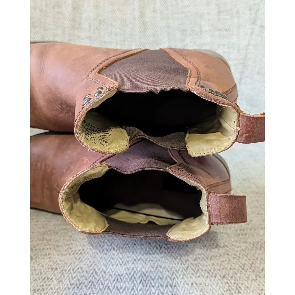 OluKai Kualona Chelsea Brown Leather Utility Cottagecore Bohowestern Boots SZ 7